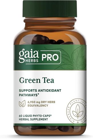 GAIA HERBS PRO Green Tea - Heart Health & Antioxidant Support Supplement* - Health Supplement with Green Tea Leaf Extract - Vegan, Gluten-Free, Soy-Free - 60 Liquid Phyto-Caps (30 Servings) in Saudi Arabia