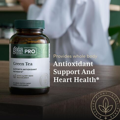 GAIA HERBS PRO Green Tea - Heart Health & Antioxidant Support Supplement* - Health Supplement with Green Tea Leaf Extract - Vegan, Gluten-Free, Soy-Free - 60 Liquid Phyto-Caps (30 Servings) in Saudi Arabia
