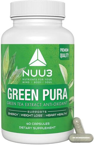 NUU3 Green-Pura - Green Tea Leaf Extract - Gut & Antioxidant Support - for a Thinner Abdomen - Boosts Energy Levels - 60 Capsules (Pack of 1) in Saudi Arabia