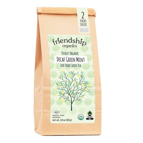 Friendship Organics Decaf Green Mint Tea Bags, Organic and Fair Trade 40 Count (Pack of 1) in Kuwait