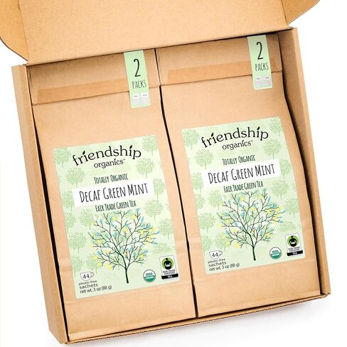 Friendship Organics Decaf Green Mint Tea Bags, Organic and Fair Trade 40 Count (Pack of 1) in Kuwait