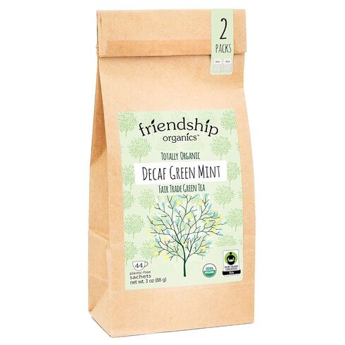 Friendship Organics Decaf Green Mint Tea Bags, Organic and Fair Trade 40 Count (Pack of 1) in Kuwait