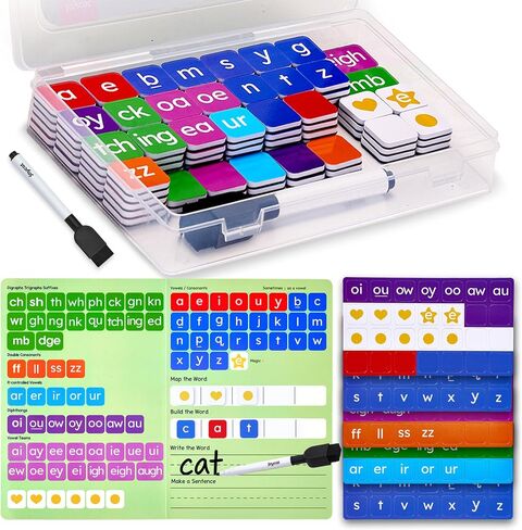 JoyCat 138PCS Magnetic Letter Tiles Set - ABC Letters with Erasable Marker, Word-Building Folder & Storage Case, Phonics & Spelling Learning Game for Kids 3+, Preschool & Pre-K Classroom in Saudi Arabia