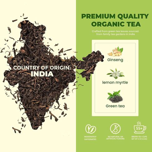 Gardenika Organic Green Loose Leaf Tea with Tulsi, Cloves and Cinnamon – Kosher, No Natural or Artificial Flavors – 4 oz (Ginseng Green) in Kuwait
