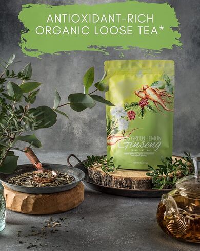 Gardenika Organic Green Loose Leaf Tea with Tulsi, Cloves and Cinnamon – Kosher, No Natural or Artificial Flavors – 4 oz (Ginseng Green) in Kuwait