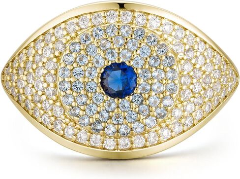 14k Gold Evil Eye Rings For Women,Gold Rings for Women,Chunky Gold Stacking Rings, Trendy Cubic Zirconia Stone Statement Ring Size 6-9 in Saudi Arabia