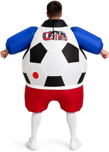 Adult Inflatable Soccer Ball Costume for Men Women, Funny Blow Up Football Costume with Air Blower, Halloween Sports Party Cosplay Suit for Cheerleaders Game Day — Bonus Soccer Socks Included in Saudi Arabia