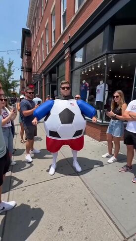 Adult Inflatable Soccer Ball Costume for Men Women, Funny Blow Up Football Costume with Air Blower, Halloween Sports Party Cosplay Suit for Cheerleaders Game Day — Bonus Soccer Socks Included in Saudi Arabia