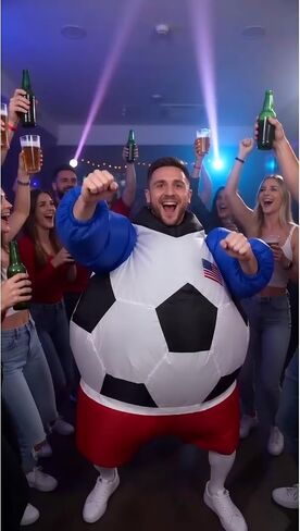Adult Inflatable Soccer Ball Costume for Men Women, Funny Blow Up Football Costume with Air Blower, Halloween Sports Party Cosplay Suit for Cheerleaders Game Day — Bonus Soccer Socks Included in Saudi Arabia