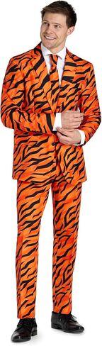 Suitmeister Men's Tiger Costume - Theme Party & Halloween Outfit - Including Blazer, Pants and Tie - Orange in Saudi Arabia
