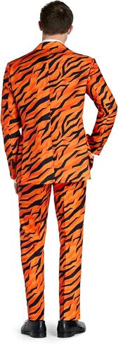 Suitmeister Men's Tiger Costume - Theme Party & Halloween Outfit - Including Blazer, Pants and Tie - Orange in Saudi Arabia