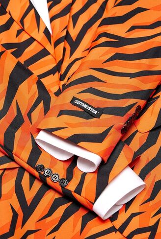 Suitmeister Men's Tiger Costume - Theme Party & Halloween Outfit - Including Blazer, Pants and Tie - Orange in Saudi Arabia