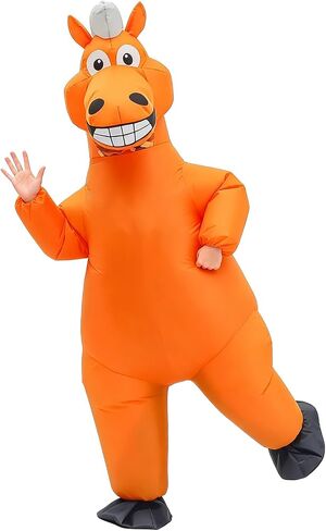 MXoSUM Adult Inflatable Horse Costume Full Body Blow Up Animal Suit for Men Funny Horse Halloween Party Outfit Mascot Cosplay in Saudi Arabia