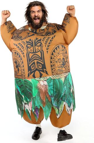 Adult Maui Inflatable Costume for Men Funny Blow Up Suit Halloween Hilarious Luau Party Plus Size Holiday Beach Outfit in Saudi Arabia