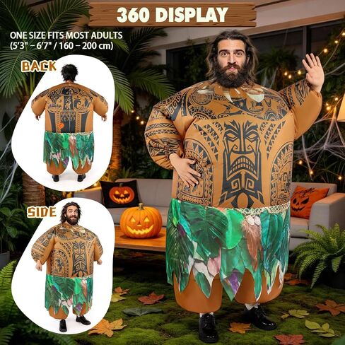 Adult Maui Inflatable Costume for Men Funny Blow Up Suit Halloween Hilarious Luau Party Plus Size Holiday Beach Outfit in Saudi Arabia