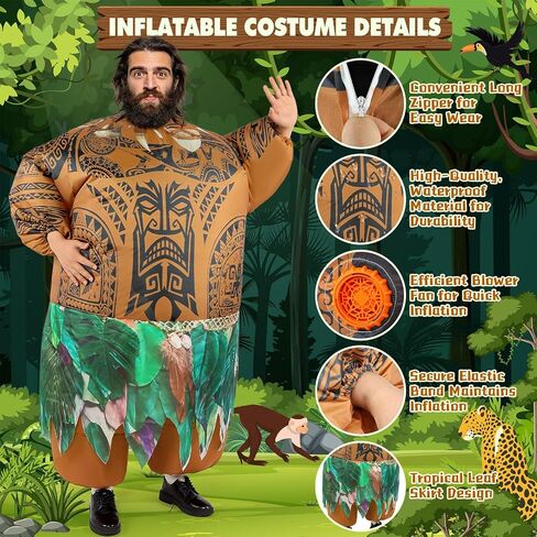 Adult Maui Inflatable Costume for Men Funny Blow Up Suit Halloween Hilarious Luau Party Plus Size Holiday Beach Outfit in Saudi Arabia