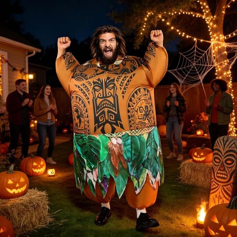 Adult Maui Inflatable Costume for Men Funny Blow Up Suit Halloween Hilarious Luau Party Plus Size Holiday Beach Outfit in Saudi Arabia
