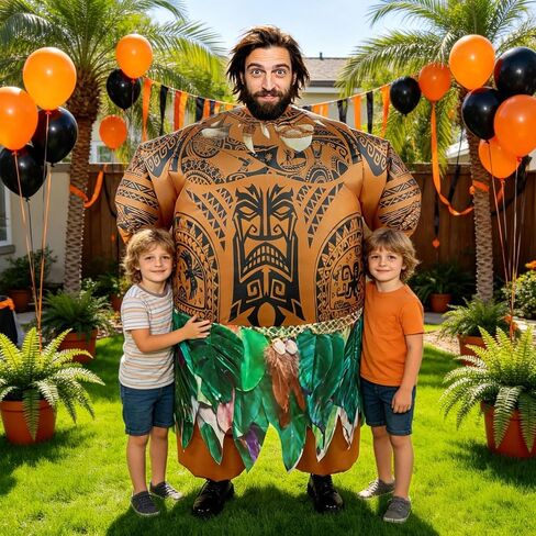 Adult Maui Inflatable Costume for Men Funny Blow Up Suit Halloween Hilarious Luau Party Plus Size Holiday Beach Outfit in Saudi Arabia