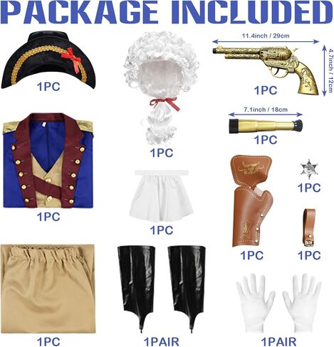 Founding Father Costume Set Colonial Costume for Men with Wigs Captain's Cap Accessories Revolutionary War Outfit in Saudi Arabia