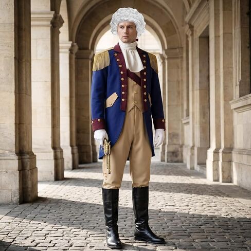 Founding Father Costume Set Colonial Costume for Men with Wigs Captain's Cap Accessories Revolutionary War Outfit in Saudi Arabia