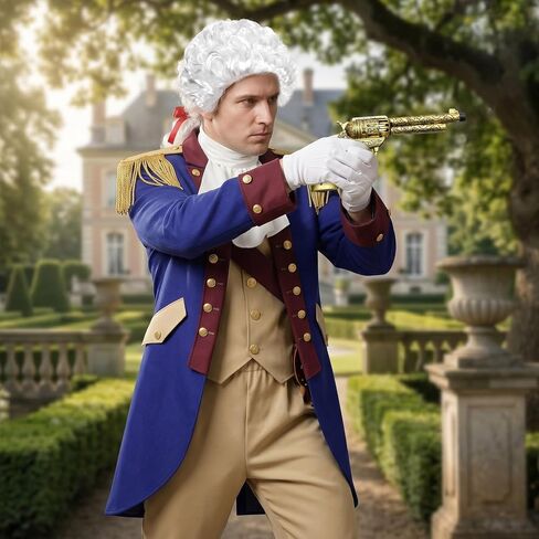 Founding Father Costume Set Colonial Costume for Men with Wigs Captain's Cap Accessories Revolutionary War Outfit in Saudi Arabia