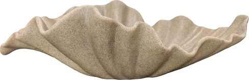 12" Large Decorative Bowl decor, Modern Home Decoration Scallop Bowl,Fashion Key Bowl for Entrance Table, Decorative Fruit Bowl for Kitchen Counter, Ruffle Decor, Artificial Stone Beige in Saudi Arabia