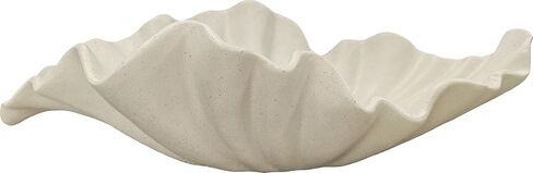 12" Large Decorative Bowl decor, Modern Home Decoration Scallop Bowl,Fashion Key Bowl for Entrance Table, Decorative Fruit Bowl for Kitchen Counter, Ruffle Decor, Artificial Stone Beige in Saudi Arabia