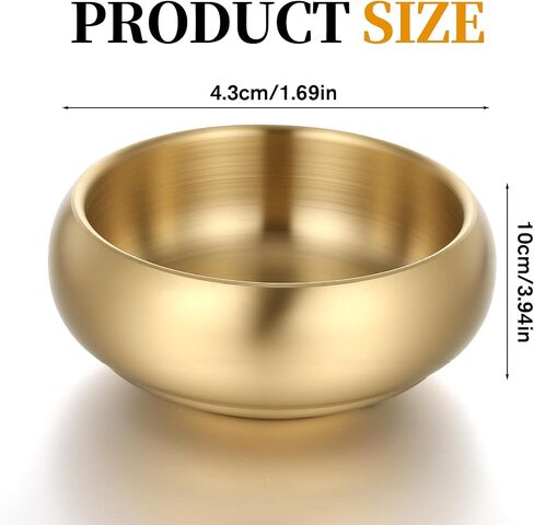 4 Inch Gold Decorative Bowl, Stainless Steel Key Bowl & Catch All Tray, Small Decorative Bowls for Entryway Table, Versatile Home Decor & Jewelry Organizer for Office, Bathroom Vanity (Gold) in Kuwait