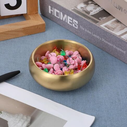 4 Inch Gold Decorative Bowl, Stainless Steel Key Bowl & Catch All Tray, Small Decorative Bowls for Entryway Table, Versatile Home Decor & Jewelry Organizer for Office, Bathroom Vanity (Gold) in Kuwait