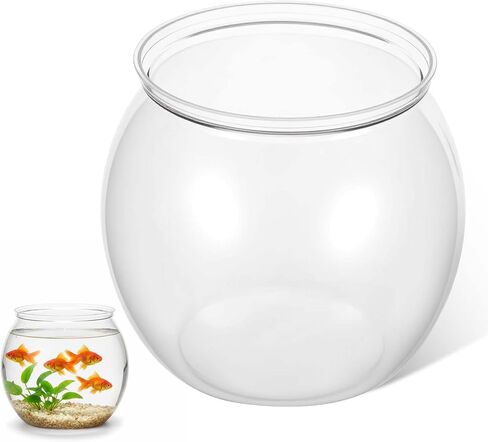 Mini Plastic Fish Bowl, 50 oz Decorative Fish Bowls Unbreakable Plastic Betta Fishes Tank Clear Round Desktop Vases Bowls for Home Decor, Centerpiece Vases, Candy, Party Favors (Style 2) in Saudi Arabia