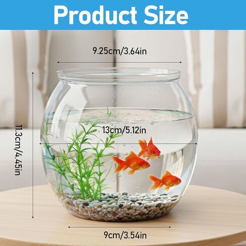 Mini Plastic Fish Bowl, 50 oz Decorative Fish Bowls Unbreakable Plastic Betta Fishes Tank Clear Round Desktop Vases Bowls for Home Decor, Centerpiece Vases, Candy, Party Favors (Style 2) in Saudi Arabia