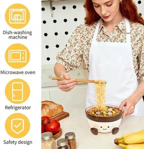 MSJGA 30 oz Cute Soup Bowls Dish for Home Decor, Decorative Key Bowl for Entryway Table Funny Ceramic Ramen Snack Candy Serving Bowls, Handmade Fruit Bowl for Kitchen Counter, Unique Gifts for Women in Saudi Arabia
