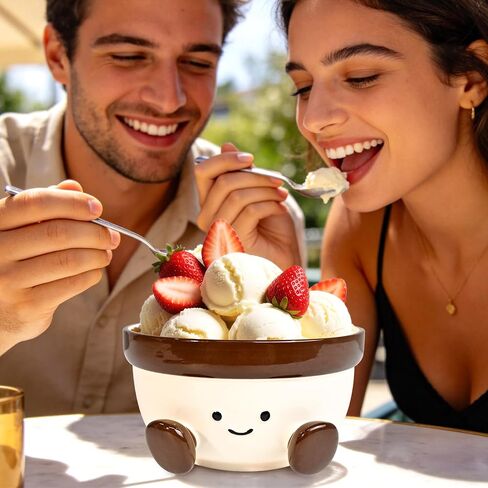 MSJGA 30 oz Cute Soup Bowls Dish for Home Decor, Decorative Key Bowl for Entryway Table Funny Ceramic Ramen Snack Candy Serving Bowls, Handmade Fruit Bowl for Kitchen Counter, Unique Gifts for Women in Saudi Arabia