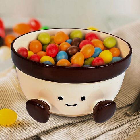 MSJGA 30 oz Cute Soup Bowls Dish for Home Decor, Decorative Key Bowl for Entryway Table Funny Ceramic Ramen Snack Candy Serving Bowls, Handmade Fruit Bowl for Kitchen Counter, Unique Gifts for Women in Saudi Arabia