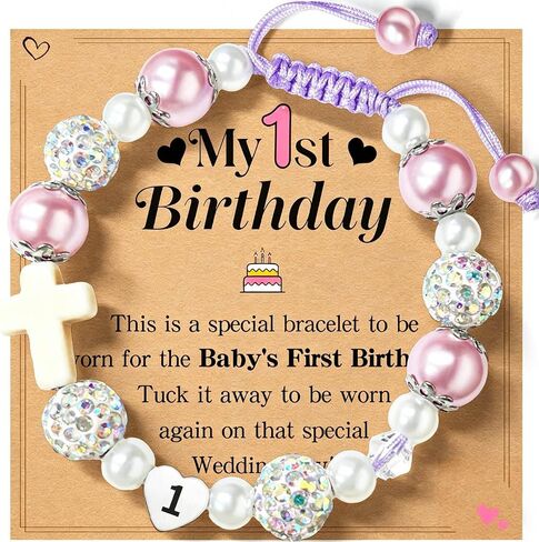 Birthday Number Cross Bracelet for Girls Ages 1 2 3 4 5 6 7 8 Braided Cross Bracelet with Stainless Steel Birthday Number Charm, Adjustable Beaded Bracelet in Premium Silver Gift Box in Kuwait