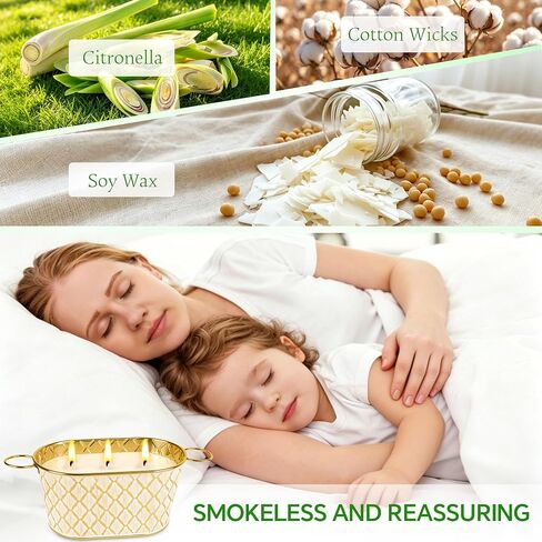 Citronella Candles Outdoor, Large Soy Wax Candle for Patio, 2 Packs 140 Hours Long Burn Lemongrass Citronella Scented Tin Candle for Home, Outdoor, Garden, Yard, Camping, Party, Terrace (3-Wick) in Kuwait