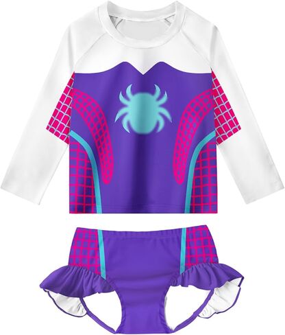Girls Rash Guard Bathing Suits Kids Swimsuits Long Sleeve Swimwear 3-8 Years in Saudi Arabia