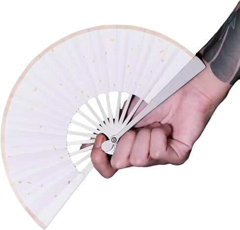 Titanium Folding Fan Kung Fu Fan Hand Held Folding Fan Portable Tai Chi Chinese Japanese Fan EDC for Men and Women 5.5" (White) in Kuwait