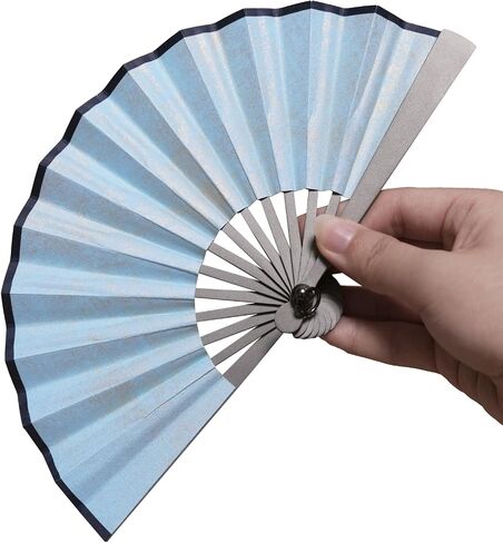 Titanium Folding Fan Kung Fu Fan Hand Held Folding Fan Portable Tai Chi Chinese Japanese Fan EDC for Men and Women 5.5" (White) in Saudi Arabia