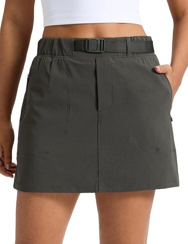 CRZ YOGA Stretch Adjustable Waist Hiking Skirts for Women - Mini Lined High Rise Quick Dry Casual Skorts with Zipper Pockets in Kuwait