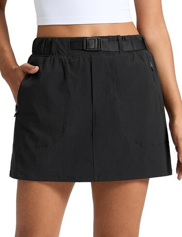 CRZ YOGA Stretch Adjustable Waist Hiking Skirts for Women - Mini Lined High Rise Quick Dry Casual Skorts with Zipper Pockets in Kuwait