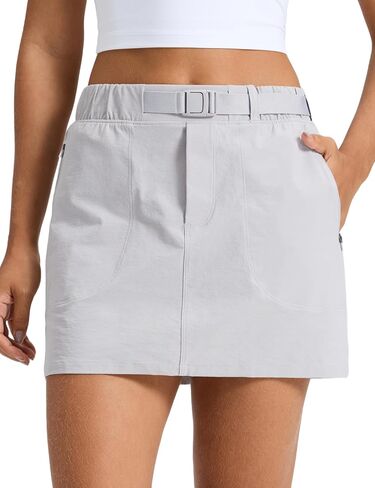 CRZ YOGA Stretch Adjustable Waist Hiking Skirts for Women - Mini Lined High Rise Quick Dry Casual Skorts with Zipper Pockets in Kuwait