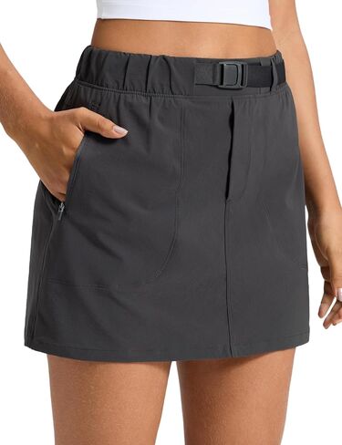 CRZ YOGA Stretch Adjustable Waist Hiking Skirts for Women - Mini Lined High Rise Quick Dry Casual Skorts with Zipper Pockets in Kuwait