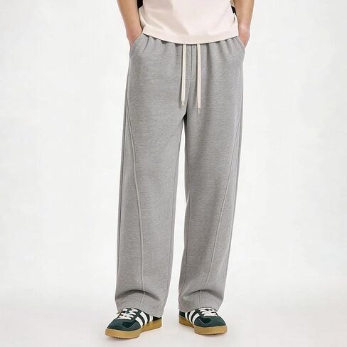 Men's Lightweight Sweatpants, Open Bottom Straight Leg Lounge Pants with Deep Pockets, Breathable Track Pants in Saudi Arabia