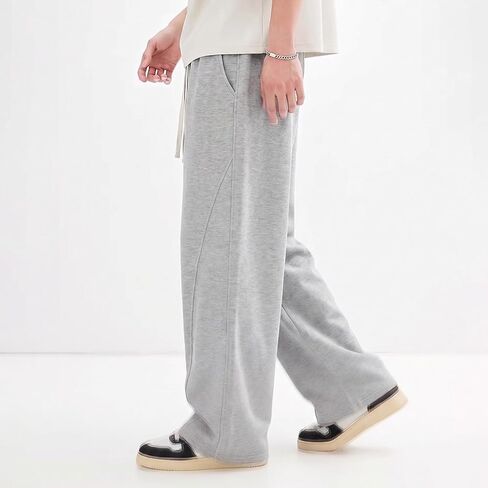 Men's Lightweight Sweatpants, Open Bottom Straight Leg Lounge Pants with Deep Pockets, Breathable Track Pants in Saudi Arabia