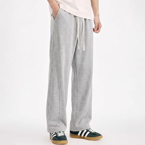 Men's Lightweight Sweatpants, Open Bottom Straight Leg Lounge Pants with Deep Pockets, Breathable Track Pants in Saudi Arabia
