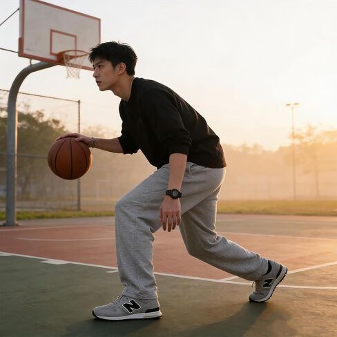 Men's Lightweight Sweatpants, Open Bottom Straight Leg Lounge Pants with Deep Pockets, Breathable Track Pants in Saudi Arabia