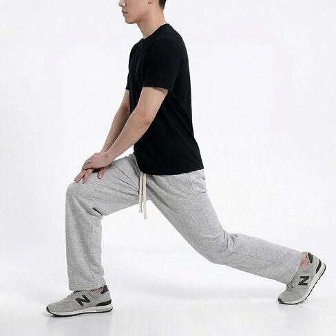Men's Lightweight Sweatpants, Open Bottom Straight Leg Lounge Pants with Deep Pockets, Breathable Track Pants in Saudi Arabia