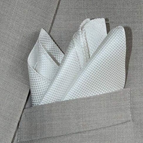 Royal Silk Deluxe White Silk Jacquard Pocket Square Premium 34-Momme, 6-Ply Silk - 100% Silk in Saudi Arabia
