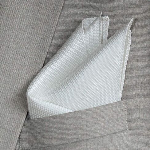 Royal Silk Deluxe White Silk Jacquard Pocket Square Premium 34-Momme, 6-Ply Silk - 100% Silk in Saudi Arabia